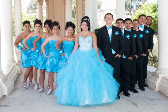 Quinceanera Damas and Chambelanes Card in Spanish. Tarjeta 