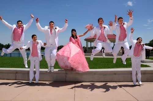 Quinceanera Damas and Chambelanes Card in Spanish. Tarjeta 