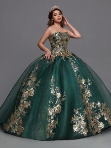Emerald Green Quinceanera Dress: Q by DaVinci Zeia Couture Style #3131
