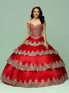 Tiered Charro Quinceanera Dress Q by DaVinci Style 80400