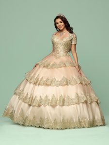 Tiered Charro Quinceanera Dress Q by DaVinci Style 80400