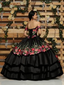 Tiered Charro Quinceanera Dress Q by DaVinci Style 80429