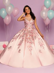 Pink Embroidered Quinceanera Dress