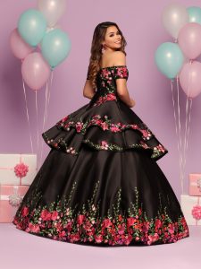 Tiered Charro Quinceanera Dress Q by DaVinci Style 80484