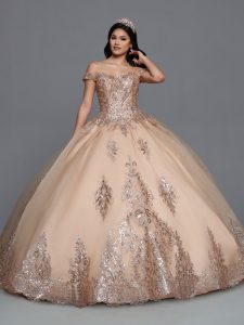 Q by DaVinci Style 80542: One Piece Glitter Tulle & Lace Ball Gown Quinceanera Dress