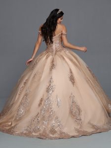 Q by DaVinci Style 80542: One Piece Glitter Tulle & Lace Ball Gown Quinceanera Dress
