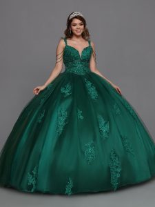 Q by DaVinci Style 80545: Lace, Tulle & Shimmer Organza Ball Gown Quinceanera Dress