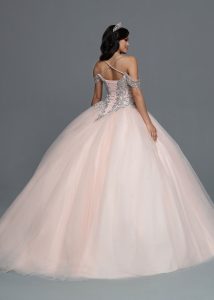 Q by DaVinci Style 80546: Lace & Tulle Ball Gown Quinceanera Dress
