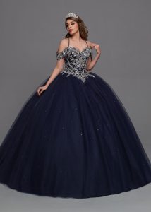 Q by DaVinci Navy Quinceanera Dress Style 80546