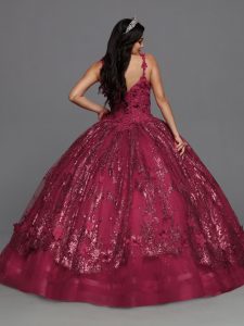 Q by DaVinci Style 80547: Glitter Tulle Ball Gown Quinceanera Dress