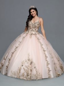 Q by DaVinci Style 80551: Lace & Tulle Ball Gown Quinceanera Dress