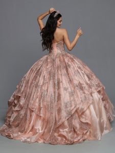 Q by DaVinci Style 80552: Glitter Tulle & Lace Ball Gown Quinceanera Dress