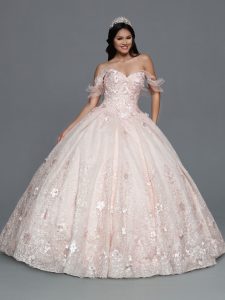 Q by DaVinci Style 80554: Lace Ball Gown Quinceanera Dress