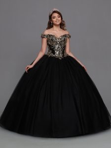 Q by DaVinci Style 80555: Mikado & Tulle Ball Gown Quinceanera Dress