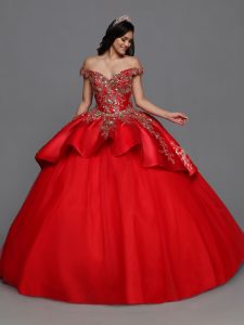 Q by DaVinci Style 80555: Mikado & Tulle Ball Gown Quinceanera Dress