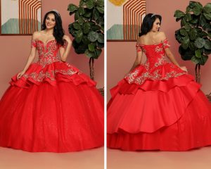 Red/Gold Quinceanera Dress Style #80532