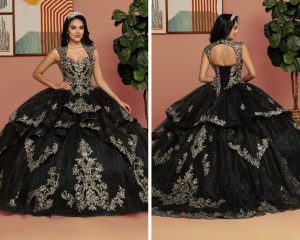 Black/Gold Quinceanera Dress Style #80537